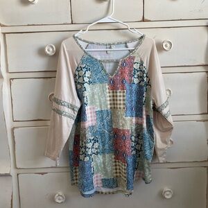 Cato Multicolor Patchwork Blouse